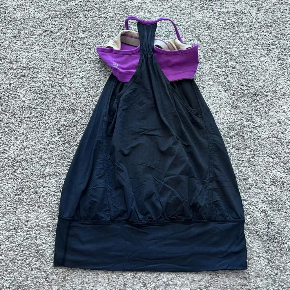 Lululemon No Limits Built In Bra Tank Top Black Purple Size 4